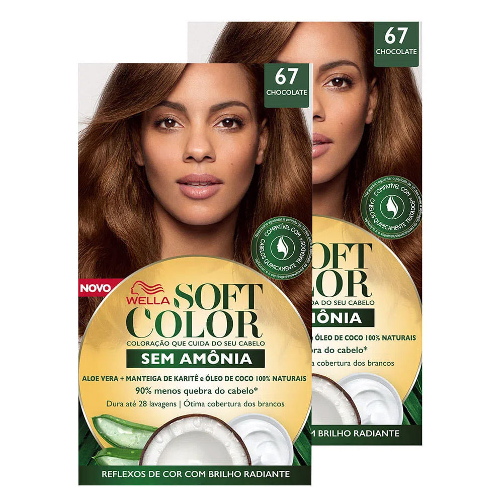 Kit 2 Tintura Soft Color Sem Amônia Chocolate 67 Kit em Oferta na Shopee