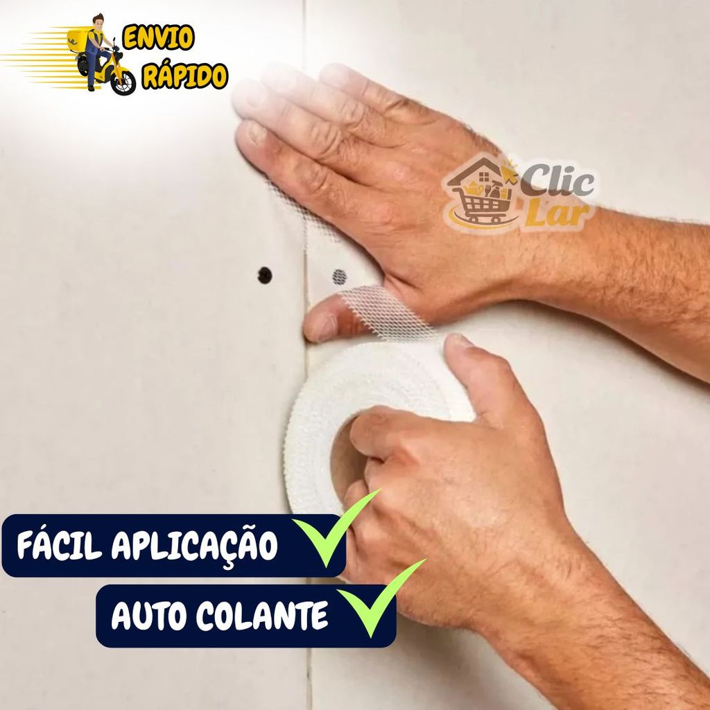 Fita Drywall Anti-Trinca Adesiva Fibra de Vidro Telada Branca Reposicionável — imagem 2 de 2