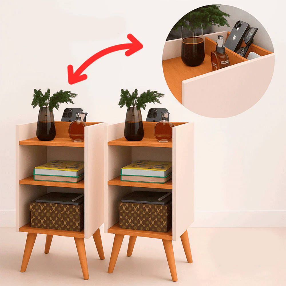 Conjunto Mesa de Cabeceira ou Unitário para Quarto Charme Retrô Várias Cores Apoio de Cama Mesinha