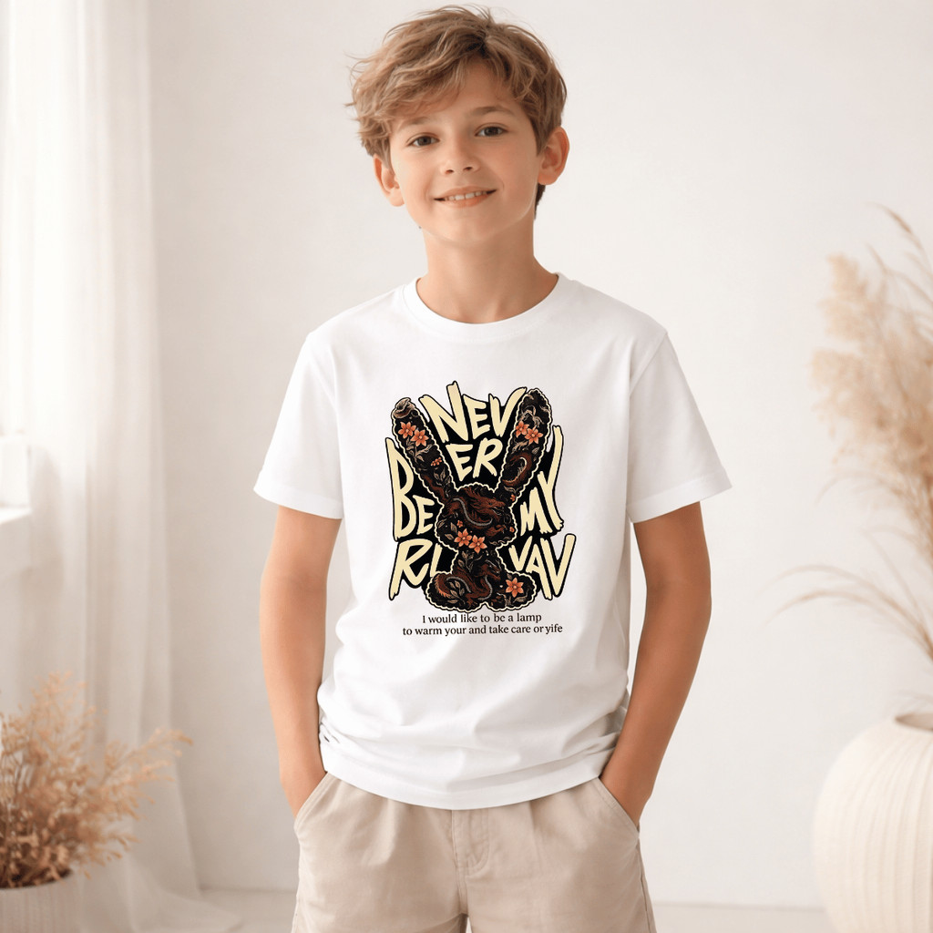 Camiseta Infantil e Juvenil Estampada Coelho Florido 100% Algodão Premium Criança Personalizada Unissex Blusa Camisa