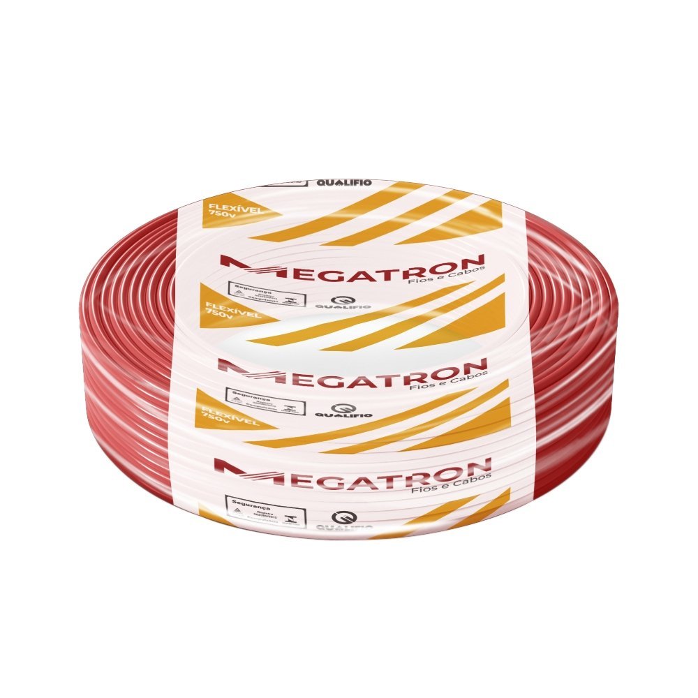 Cabo Flexível Megatron 4mm x 100m Rolo 750V Vermelho em Oferta na Shopee