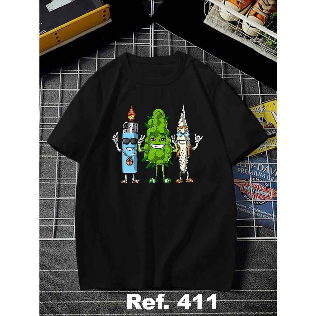 Camiseta Unissex Camisa 100% Algodão Cannabis Marijuana Isqueiro Bucha Beck Planta Verde Hemp