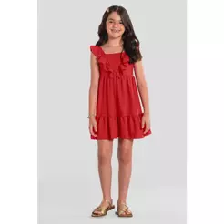 Vestido infantil menina em cotton texturizado Brandili