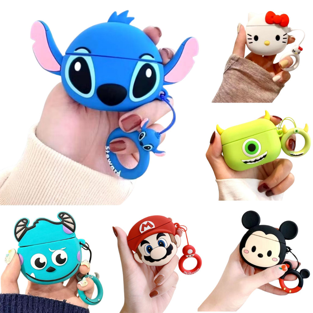 Capa Protetora AirPods Pro e AirPods Pro 2 Personagem 3D Silicone Case Desenho Animado em Oferta na Shopee