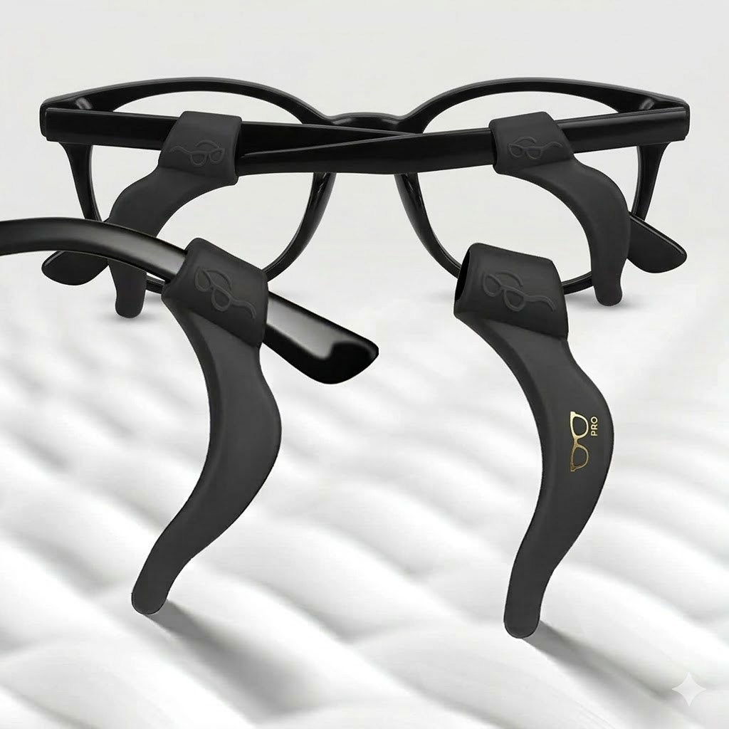 Trava Óculos Antiderrapante Silicone Kit Não Cai Do Rosto Gancho Orelha Haste Conforto