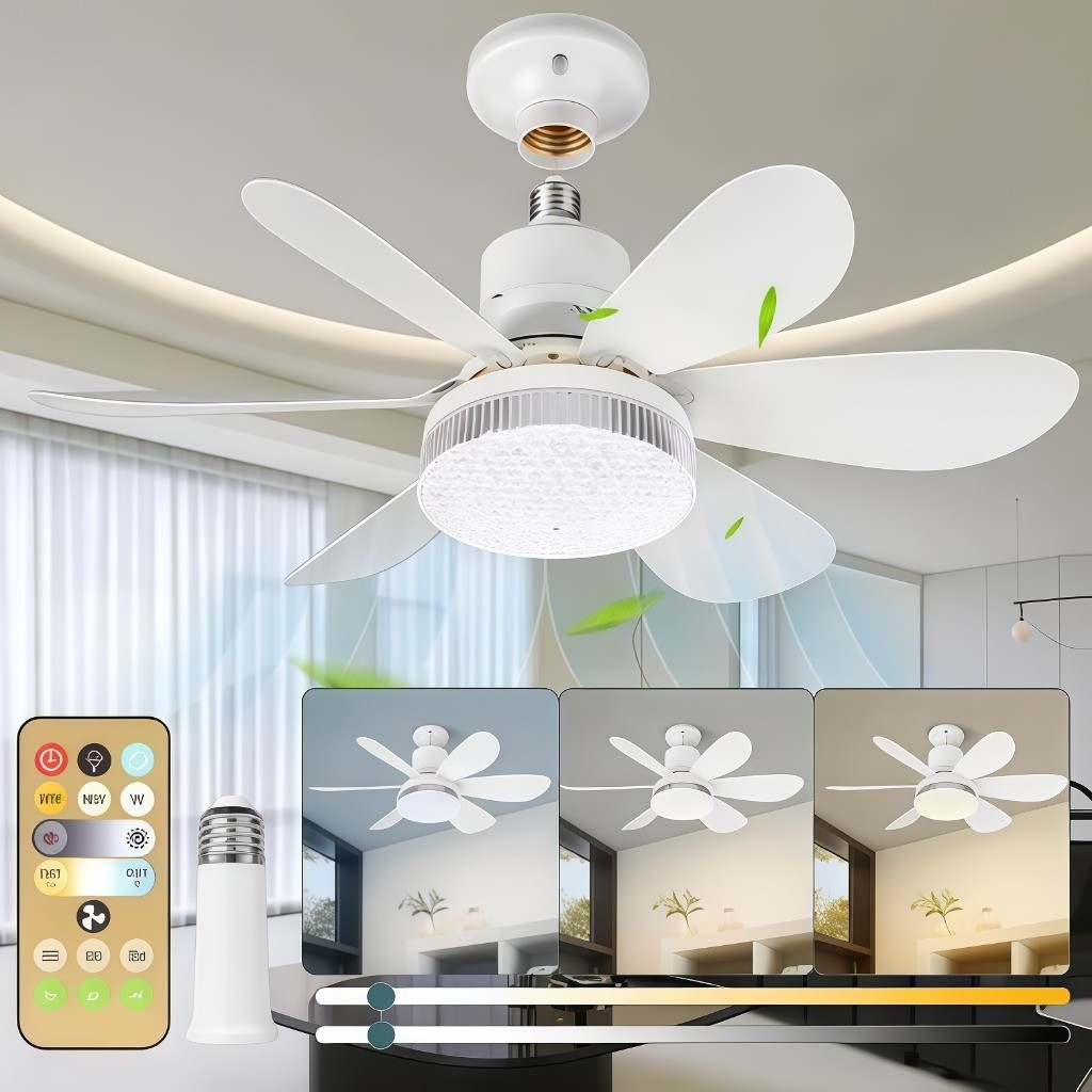 Ventilador de Teto Retrátil Lâmpada 3 Cores Silencioso 80W Pás Design Sofisticado Bivolt em Oferta na Shopee