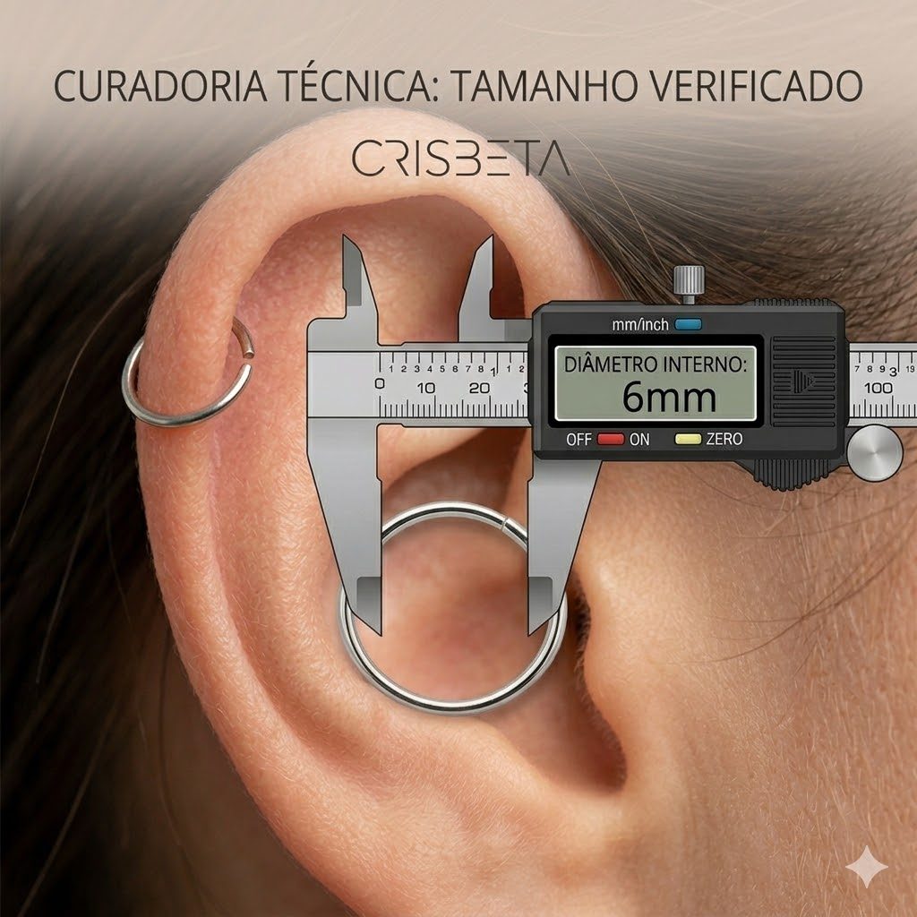 Kit 5 Piercing Argola 6mm Liso Aço Cirúrgico 316L Nariz Helix Tragus Delicado Minimalista — imagem 2 de 2