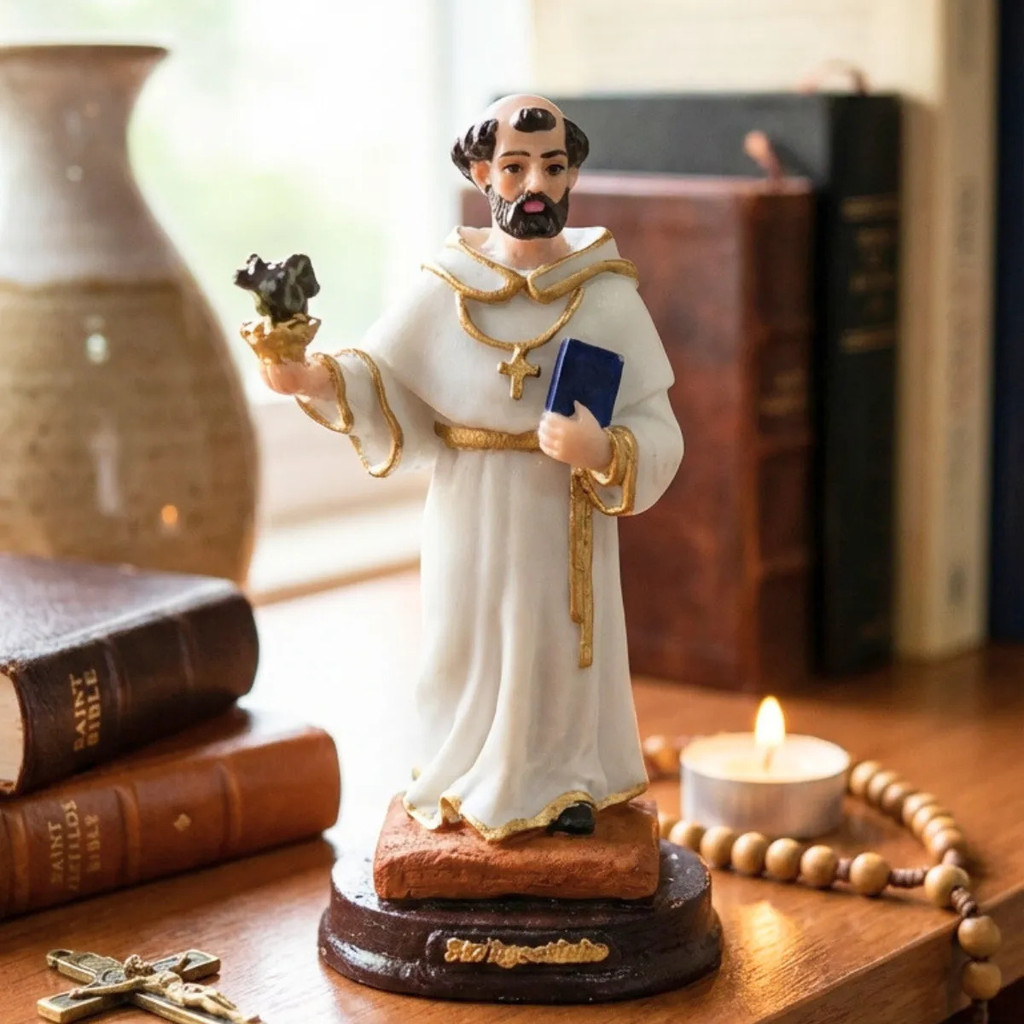 Santo Agostinho 13 cm Resina Imagem Estátua Santo Católico Enfeite Decorativo Religiosa Fé