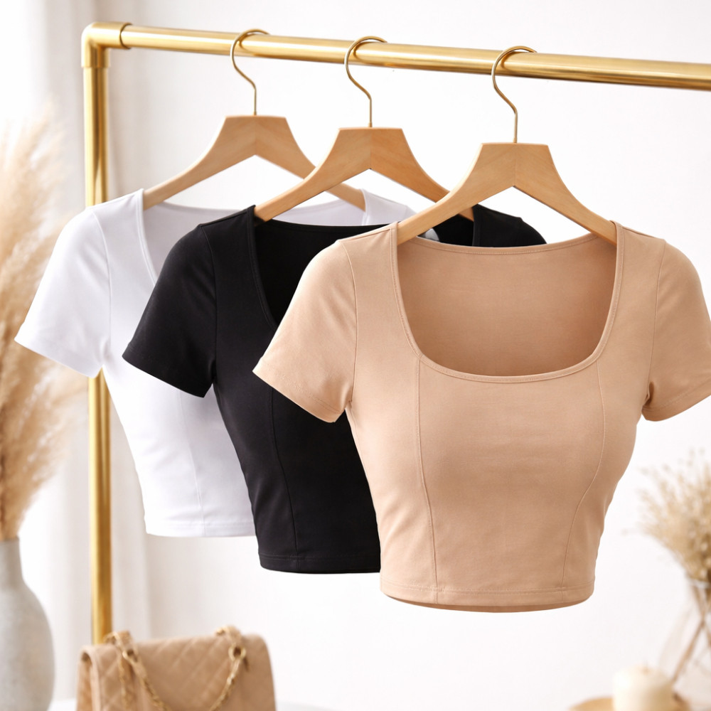 Blusinha Suplex Feminina Duplo Forro Básica Elegante Moda Blogueira Tendencia Confortável