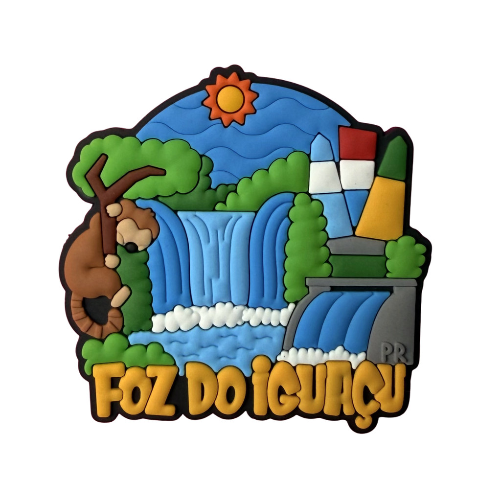 Imã de Geladeira Emborrachado Foz do Iguaçu PR Marco Tres Fronteiras - Lembrança Cataratas Quati em Oferta na Shopee