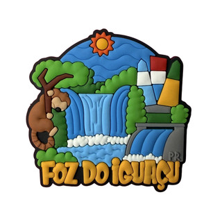 Imã de Geladeira Emborrachado Foz do Iguaçu PR Marco Tres Fronteiras - Lembrança Cataratas Quati