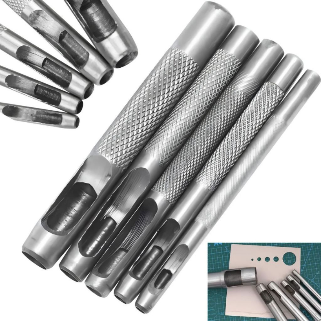 Kit 5 Vazadores Furador Couro Borracha 3 a 8mm Perfurador Aço Artesanato Profissional em Oferta na Shopee