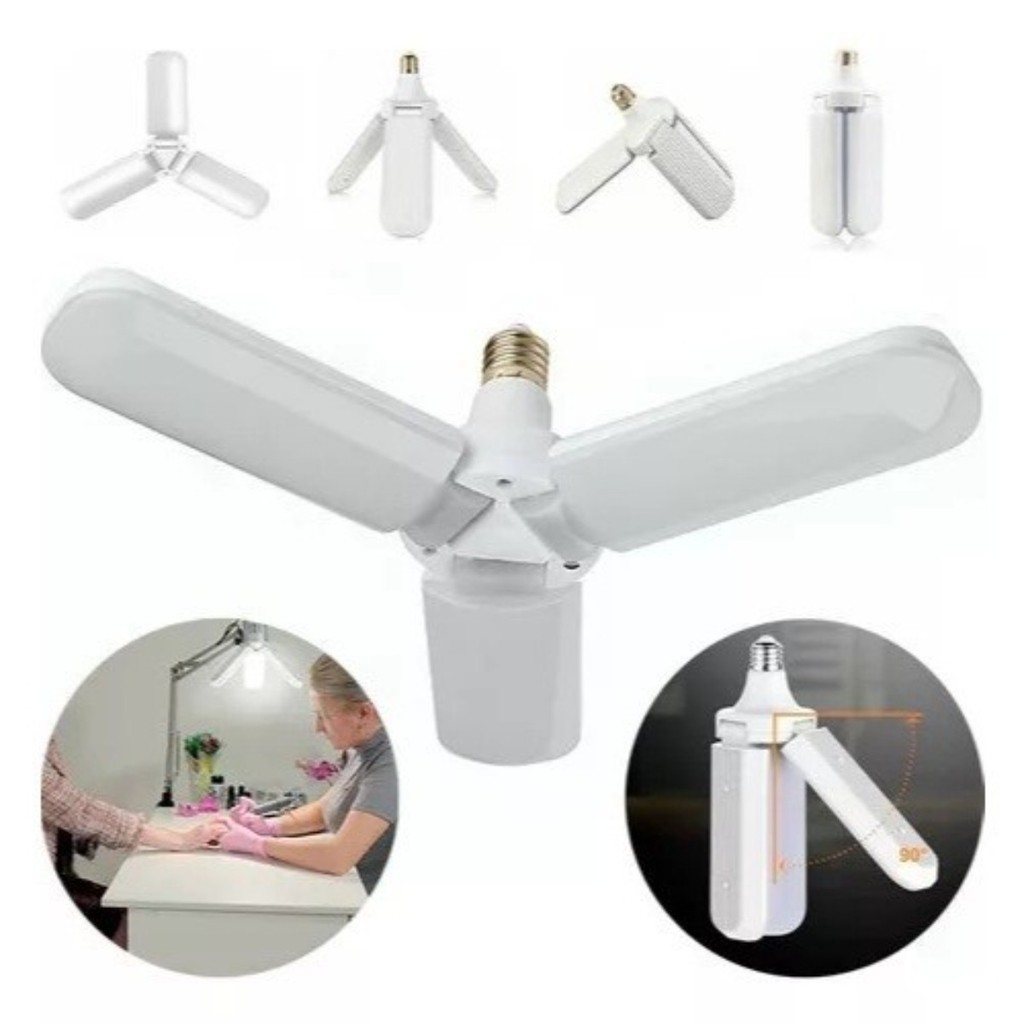 Lâmpada com 3 Pétala Bulbo LED 45W Dobrável Ajustável Luminária Fan Bivolt
