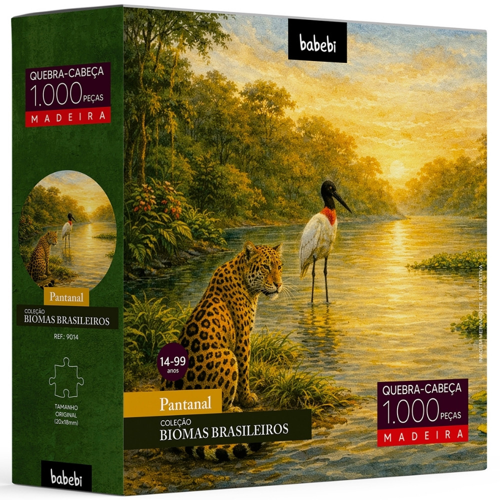QUEBRA CABEÇA PANTANAL 1000 PEÇAS MADEIRA BABEBI PUZZLE NATUREZA ANIMAIS BELEZA DIVERSIDADE BRINQUEDO