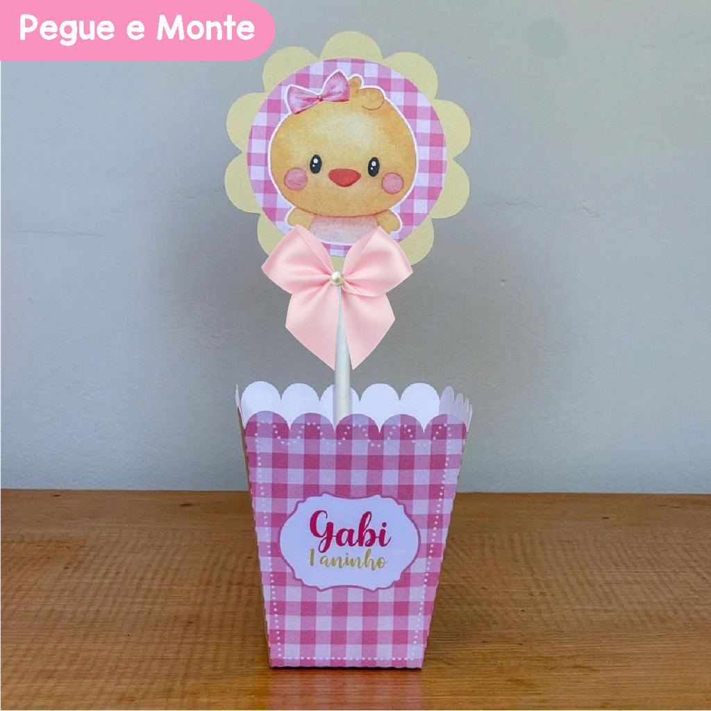 Centro de Mesa Cachepô Pintinha Amarelinha | Cachepot | Personalizados | Lembrancinhas | (Pegue e Monte)