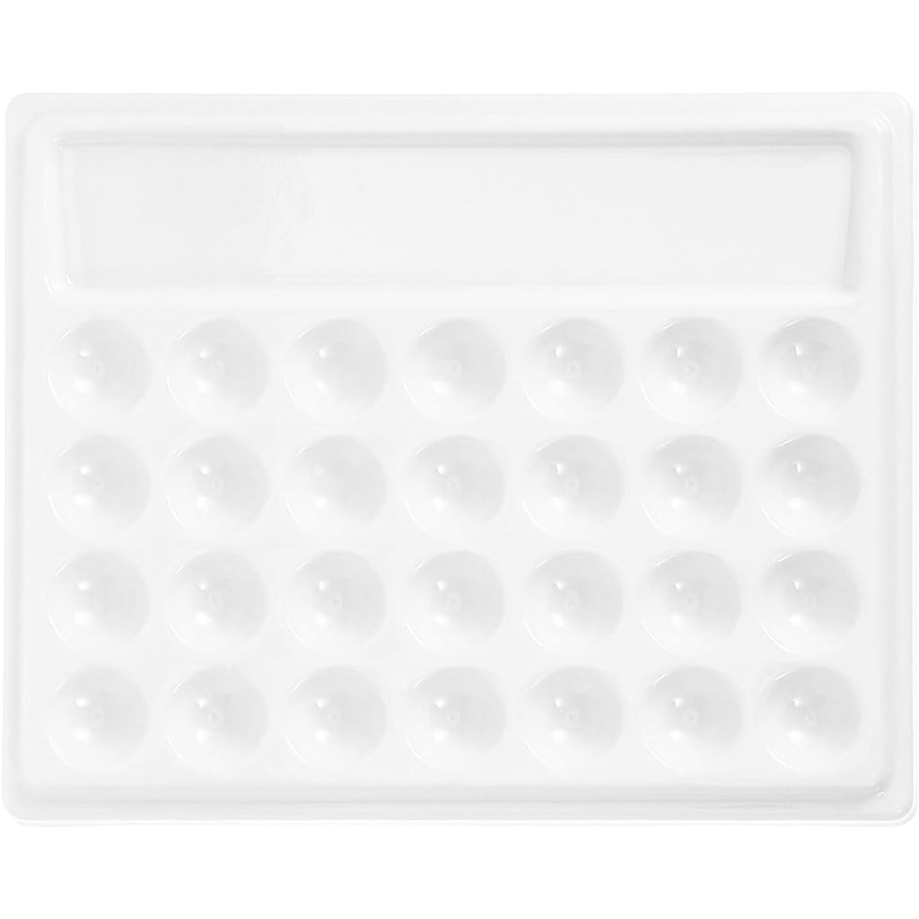 TEHAUX Paleta de Pintura Cerâmica com 28 Compartimentos para Artistas, Tábua de Mistura para Aquarela e Guache, Bandeja 