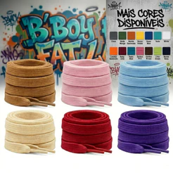 Kit 2 Pares Cadarço Cadarços Várias Cores Fat Lace Chato Achatado Streetlife Premium Resistente