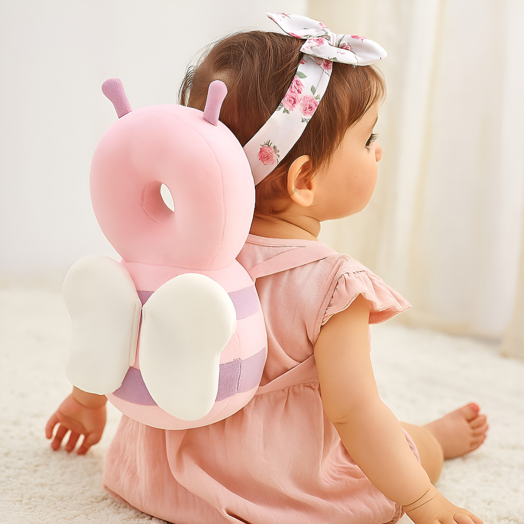 Mochila Proteção Cabeça Costas De Bebê Animais Macia E Fofa - Elefante