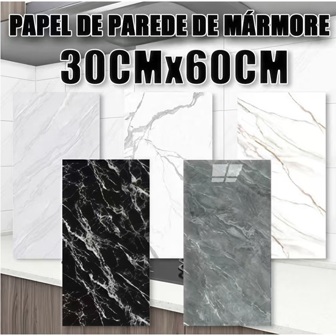 Kit 5/10/15/20 Placas Adesivas 3D Mármore De Parede Relevo Waterproof 30cm X 60cm Decoração