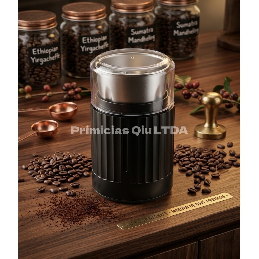 Imagem Mini Moedor Elétrico Portátil Para Grãos Café e Temperos em Aço Inox 180ml 200W 110V DKL