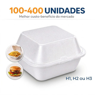 Hamburgueira Isopor H1 H2 H3 100 - 400 Un Térmica Hambúrguer Batata Delivery Caixa Lanchonete em Oferta na Shopee