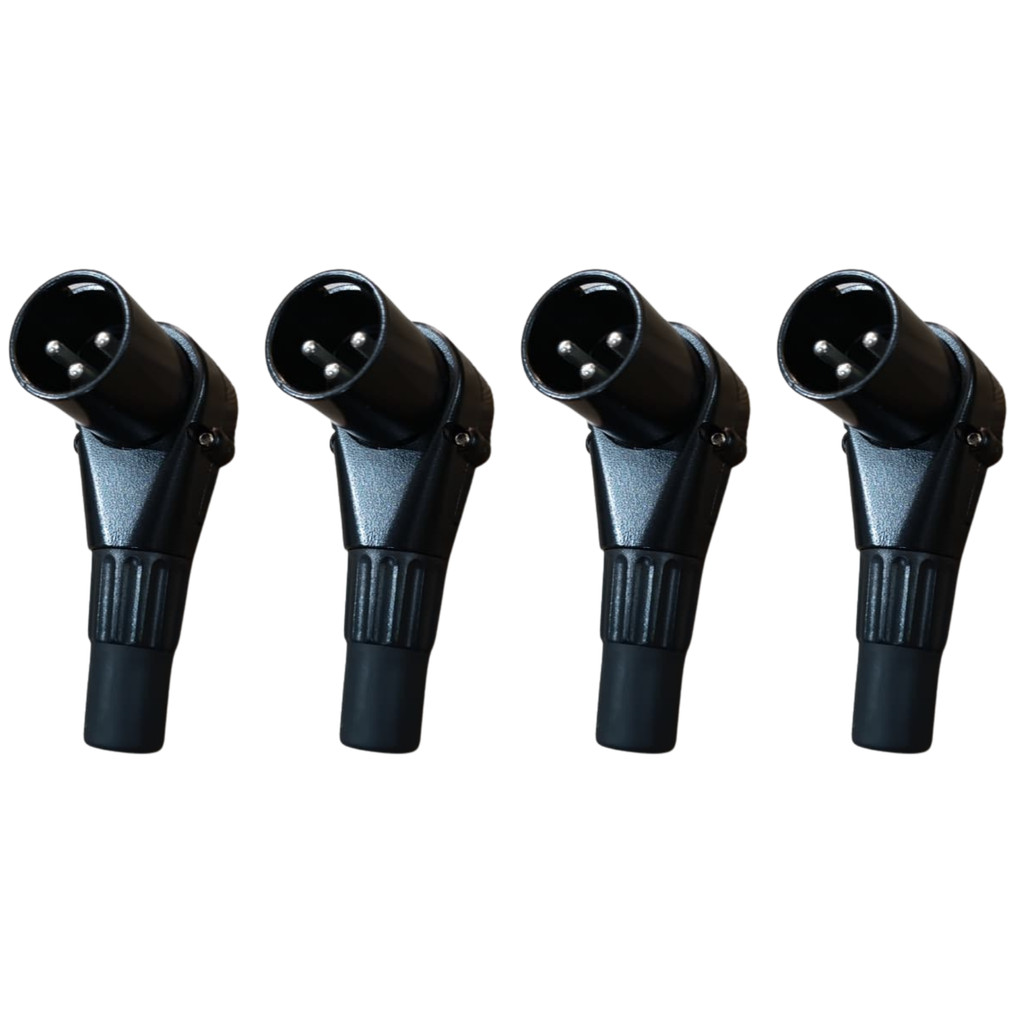Kit 4 Plug XLR Macho Em L 90 Graus Profissional King Musical