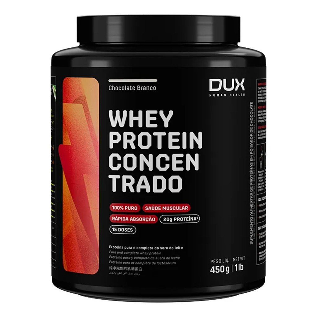 Whey Protein Concentrado DUX 450g Sabor Chocolate Branco