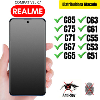 Película Cerâmica Privacidade Fosca 3D P/ Realme C85 / C75 / C71 / C67 / C65 / C63 / C61 / C55 / C53 / C51 Matte AntiSpy
