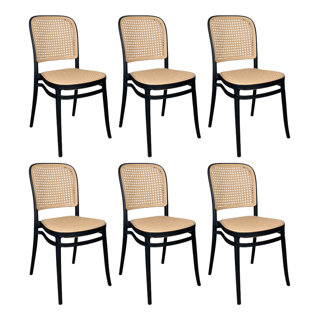 Kit 6 Cadeiras de Jantar Roma para Sala e Cozinha Preto