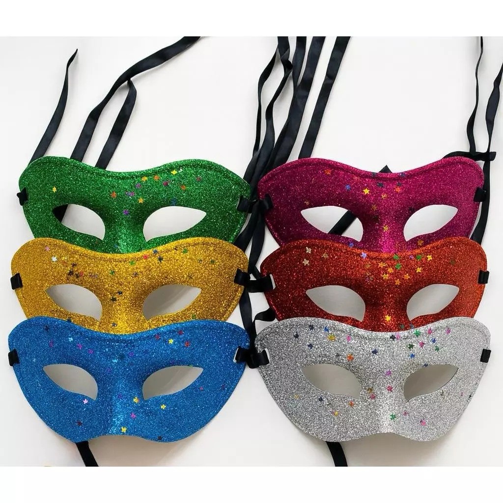 12 Mascaras Veneziana com Glitter para Fantasias de Festa e Carnaval!
