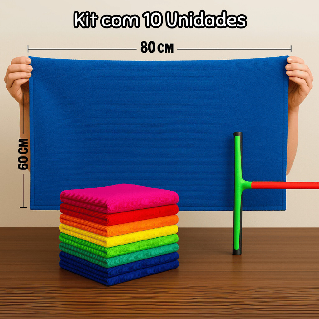 Kit 10 Panos de Microfibra Gigante 60x80 Cm Toalha Para Limpeza Multiuso em Oferta na Shopee