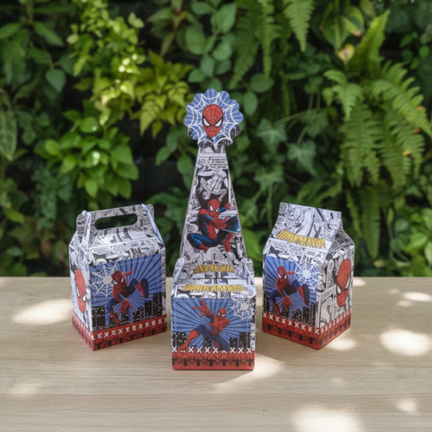 Kit Festa tema personalizado HOMEM-ARANHA -Caixinhas p/ Decoração e Lembrancinha - PEGUE E MONTE