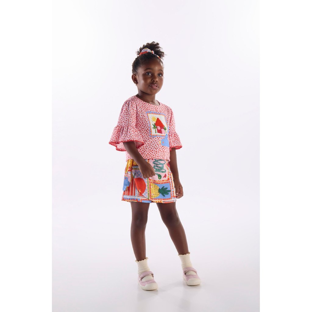 Conjunto Menina Blusa e Short-Saia Três e Já