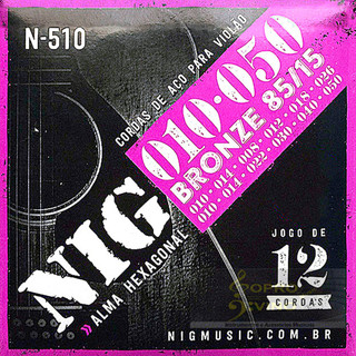 Encordoamento 010 Violão Aço 12 Cordas NIG N510