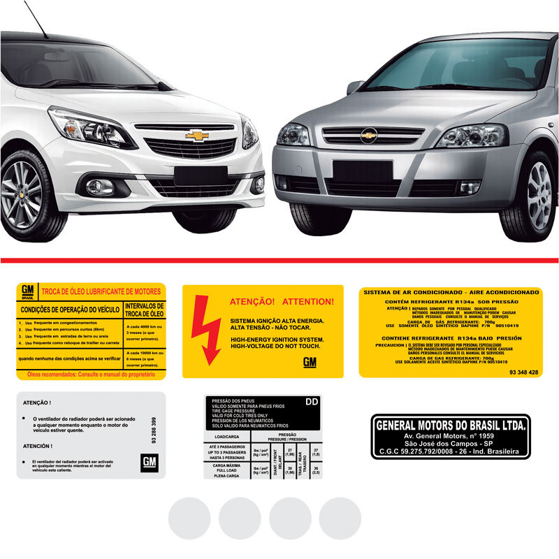 Kit Adesivos Etiquetas Motor Chevrolet Agile Astra Etmt1 Fv