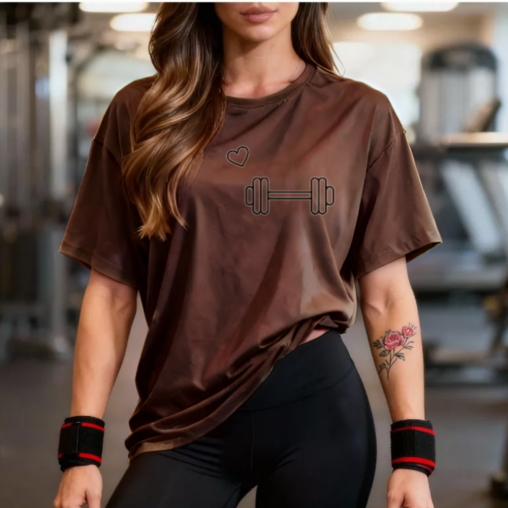 Camisetão T-shirt Oversized 100% Algodão Feminina Gym Treino Academia Fitness Musculação halter