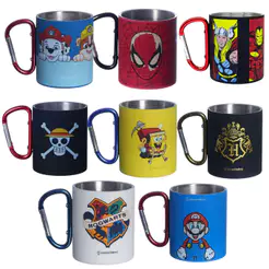 Caneca Mosquetão 300ml Aço Inox – Escolha seu Tema