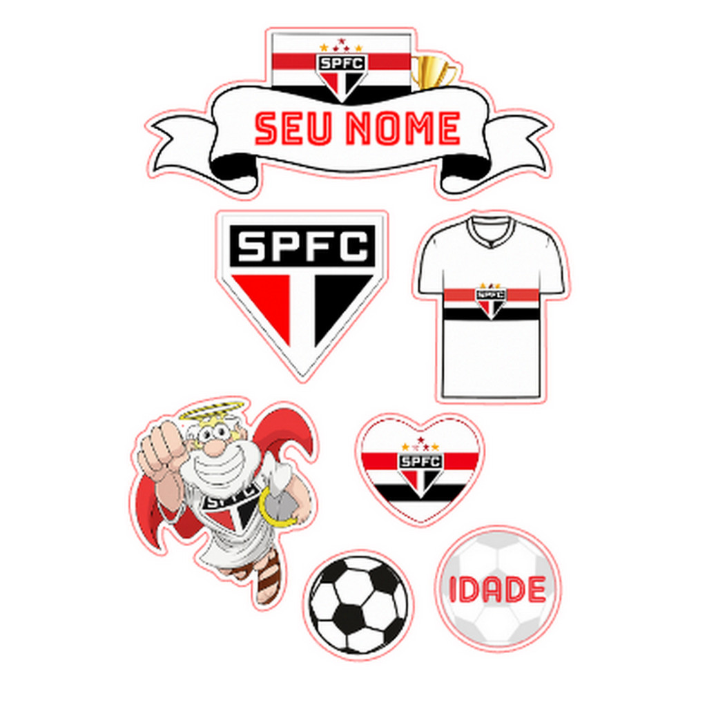 Topo Topper de Bolo Time São Paulo Persinalizado Nome e Idade Mod4 em Oferta na Shopee