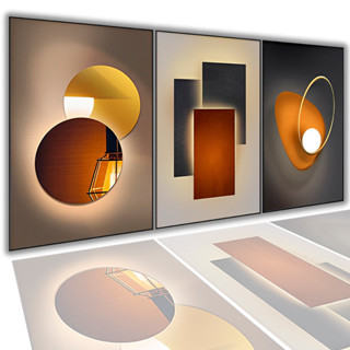 Kit 3 Quadro decorativo Abstrata Design Minimalista Grande Formato Sala De Estar Quarto 122x60 Decoração De Parede 40x60 em Oferta na Shopee
