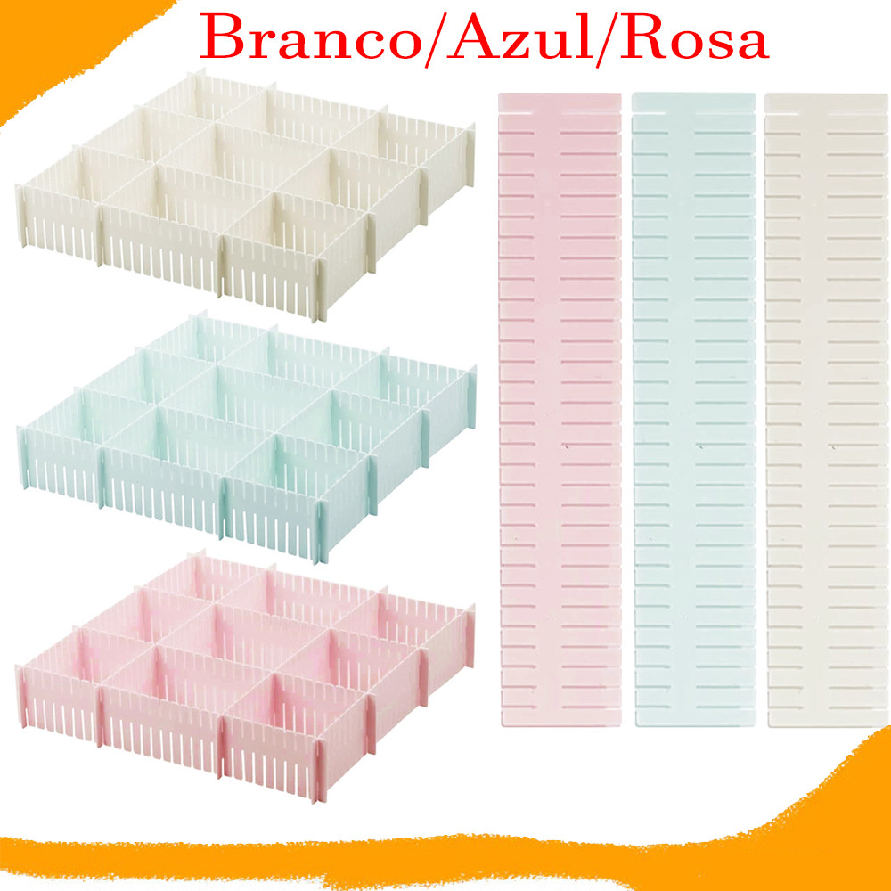 24 Pçs Tiras Organizadoras Ajustáveis para Gavetas, Divisórias de Gaveta Multiuso, Organizador de Roupas Íntimas, 37x7cm