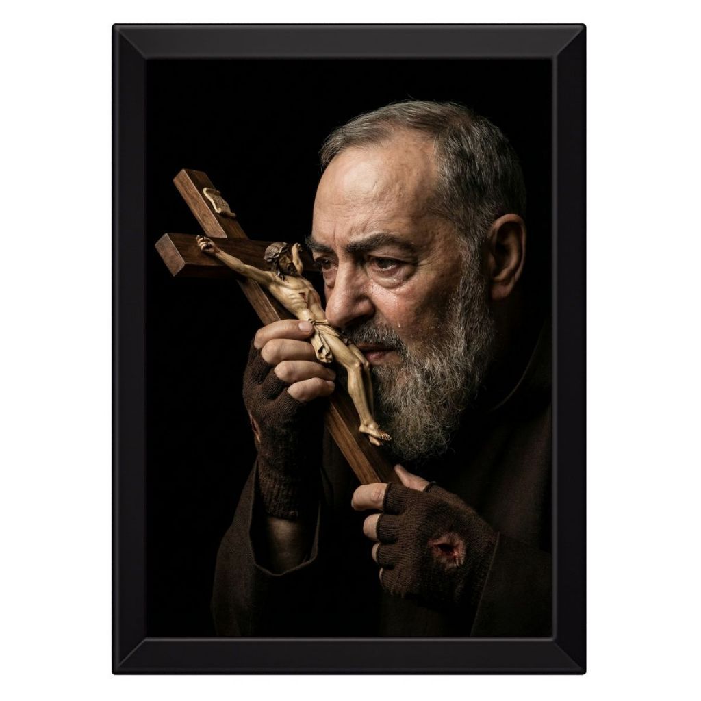 Quadro Padre Pio Com Crucifixo