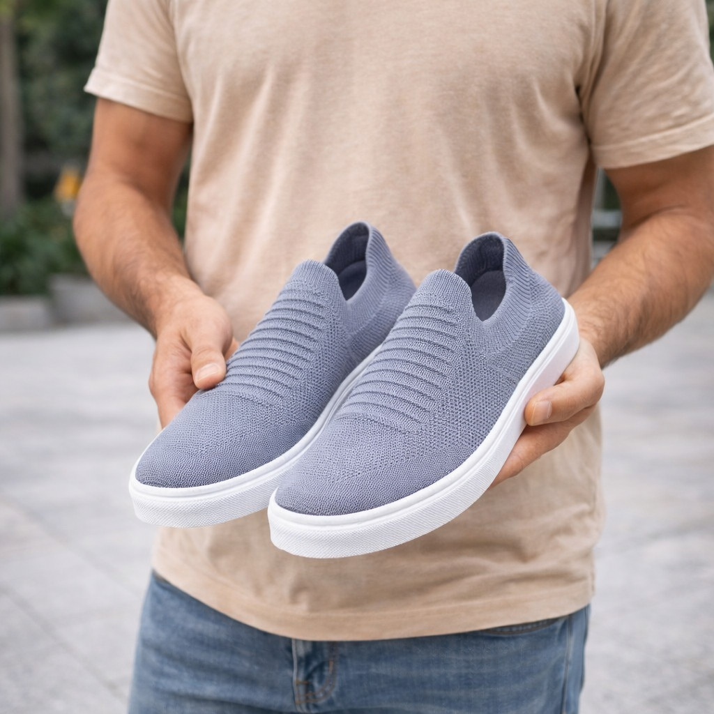 Tênis Masculino Sem Cadarço Slip On Meia Leve Confortável Para Caminhada Trabalho Escola Dia a Dia