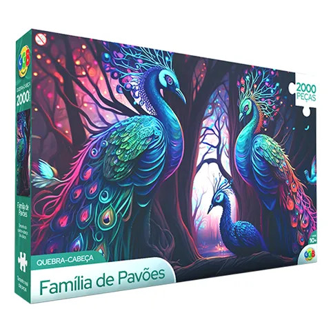 Jogo Quebra Cabeça Família de Pavões 2000 Peças Educativo Puzzle GGB