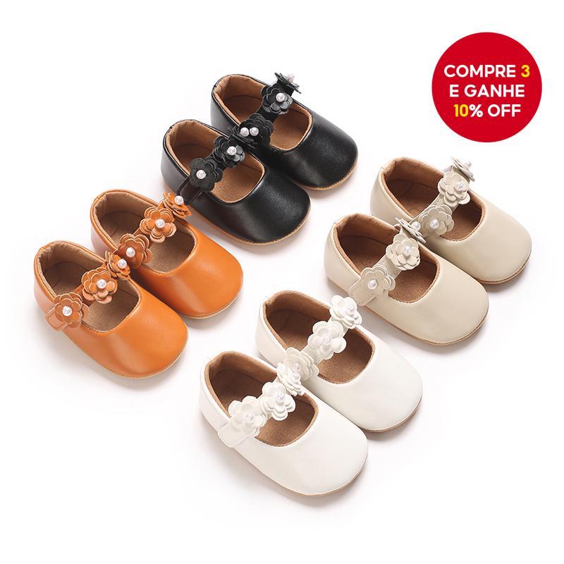  Sapatos de princesa para bebê menina flor de pérola, primeiros andadores de sola macia para 6-12 meses.