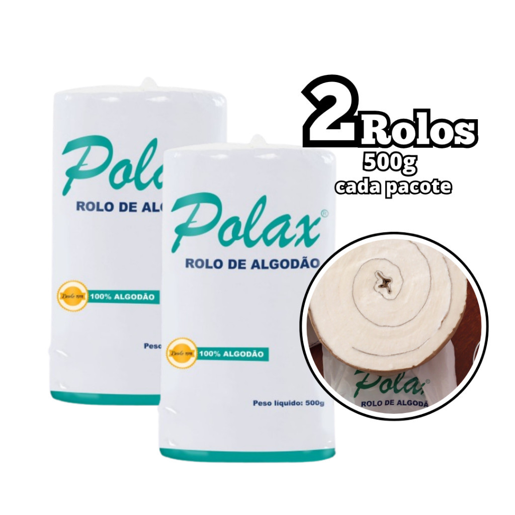 Kit 2 Pacotes de Algodão Hidrófilo Polax Farol 1kg (2x500g) Profissional para Hospitais Estética Spa