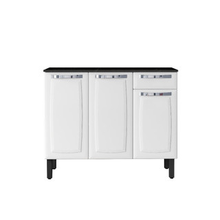 Balcão Armário Cozinha Compacto com Tampo No Preto 105cm Moderno Para Casa, Cozinha!