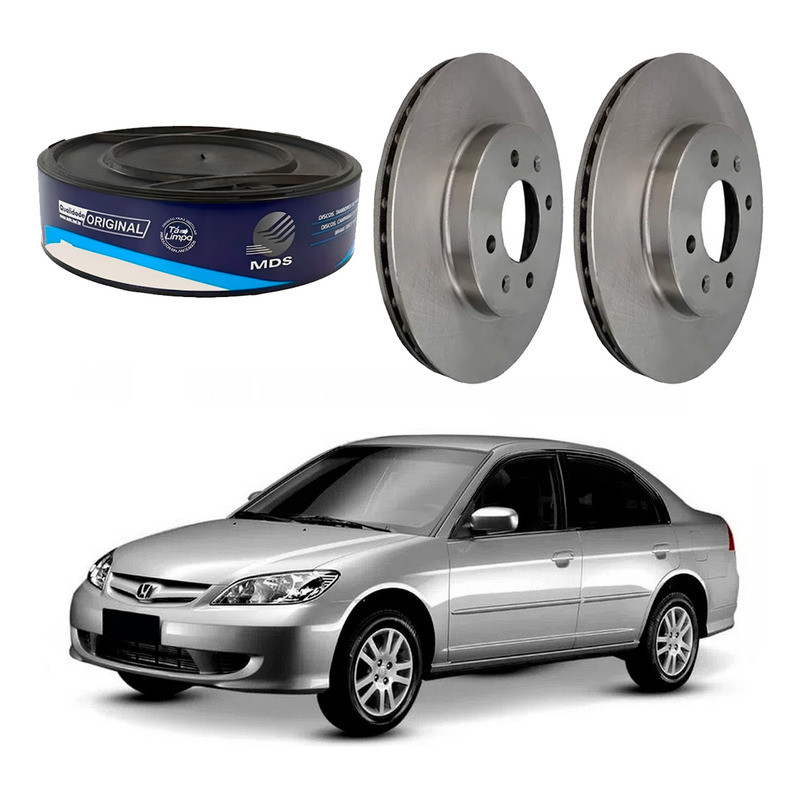 Par Disco Freio Dianteiro Honda Civic 1.7 2004 A 2006