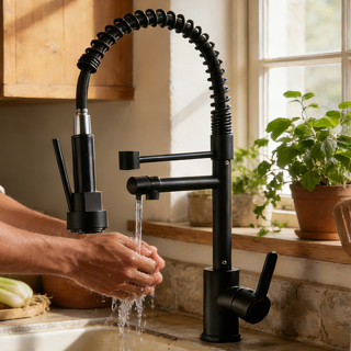 Torneira De Cozinha Gourmet Alça Única Com Extensor De Spray Tubo De Água Flexível Superior Prateado Para Ajuste em Oferta na Shopee