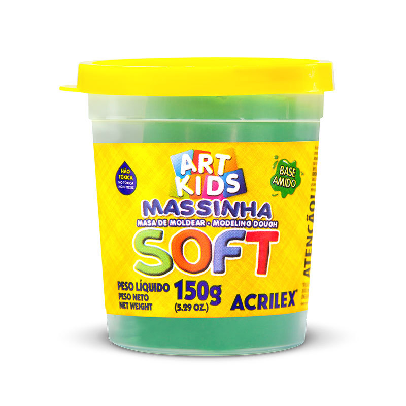 Massa de modelar Soft 150g Verde 101 Acrilex em Oferta na Shopee