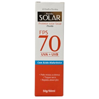 Protetor Solar Facial Fluido com Ácido Hialurônico FPS 70 Rainha Solar Abelha Rainha 50g / 50ml em Oferta na Shopee